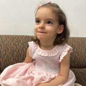 Vintage Charming Hand Smocked Pink Sleeveless Kids Dress